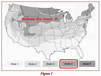 Map of insulation zones in the
continental United States.